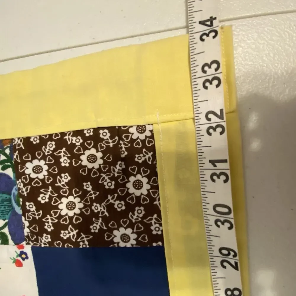 Vintage Handmade Patchwork Baby Blanket Floral Butterflies Colorful W34xL43.5”